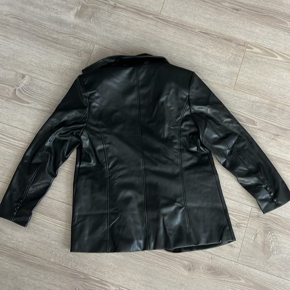 Faux Leather Blazer - Black - Picture 8 of 12